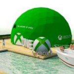 graphic imitating dome tent with logotype Xbox