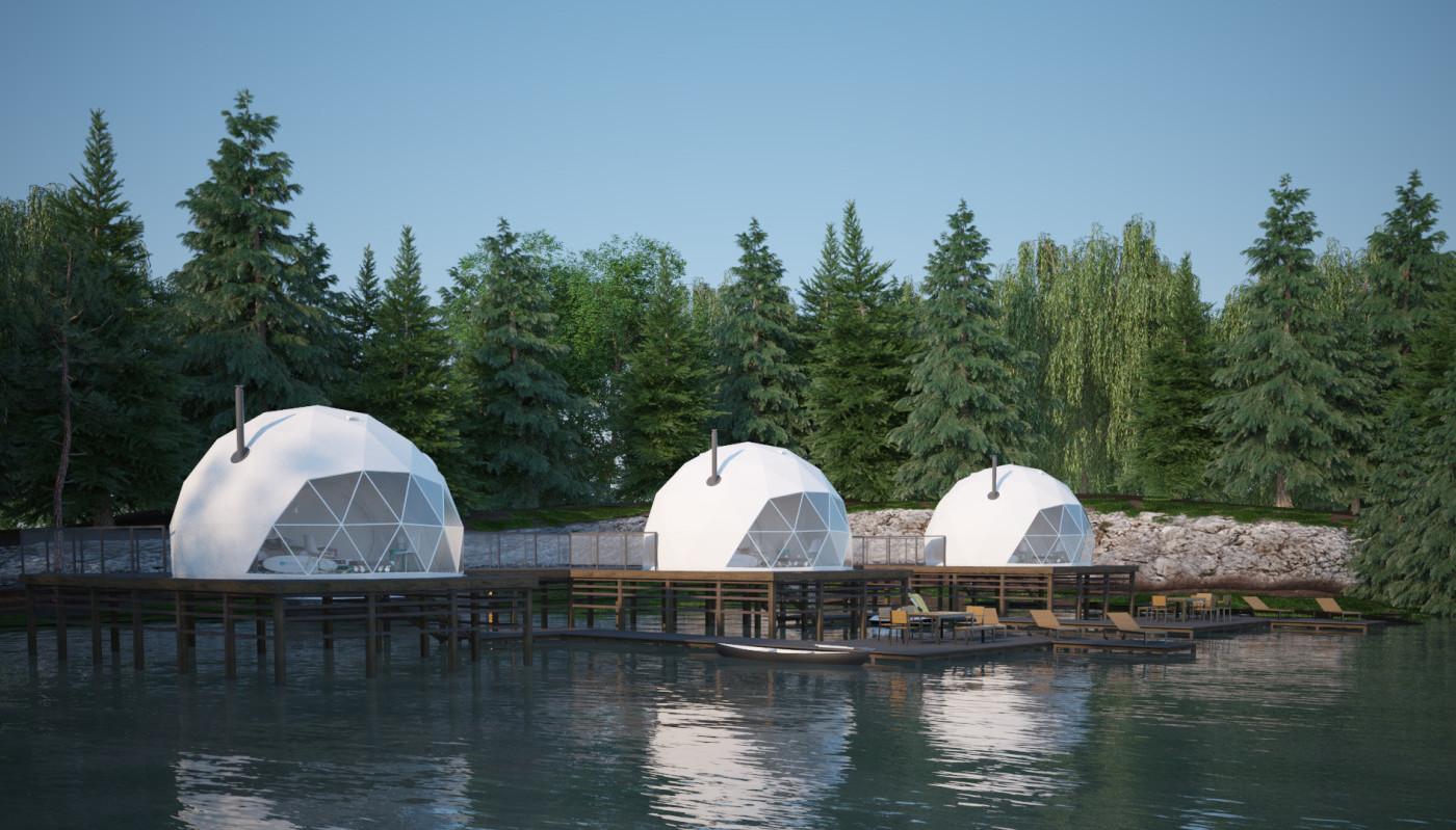 FDomes Glamping geodesic domes by the lake in glamping business