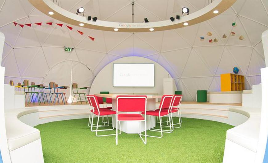 interior white dome tent while event Google's