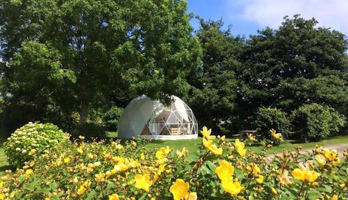 white geodesic dome in park