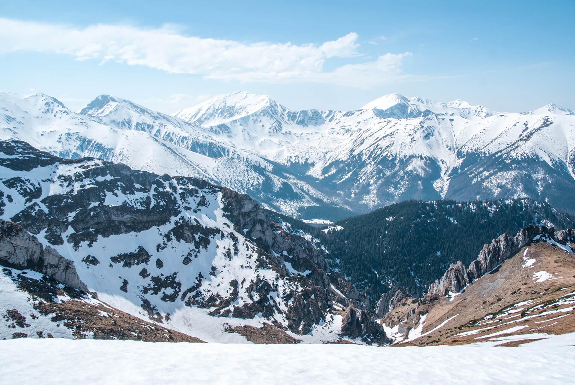 landscape with mountains in snow