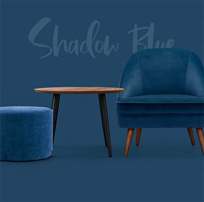 graphic with a set of furniture in dark blue and brown color