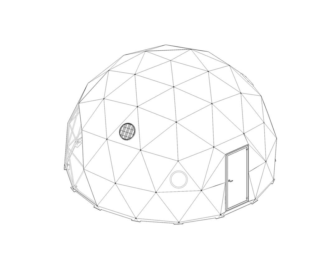 graphic of technical figure of geodesic dome by FDomes