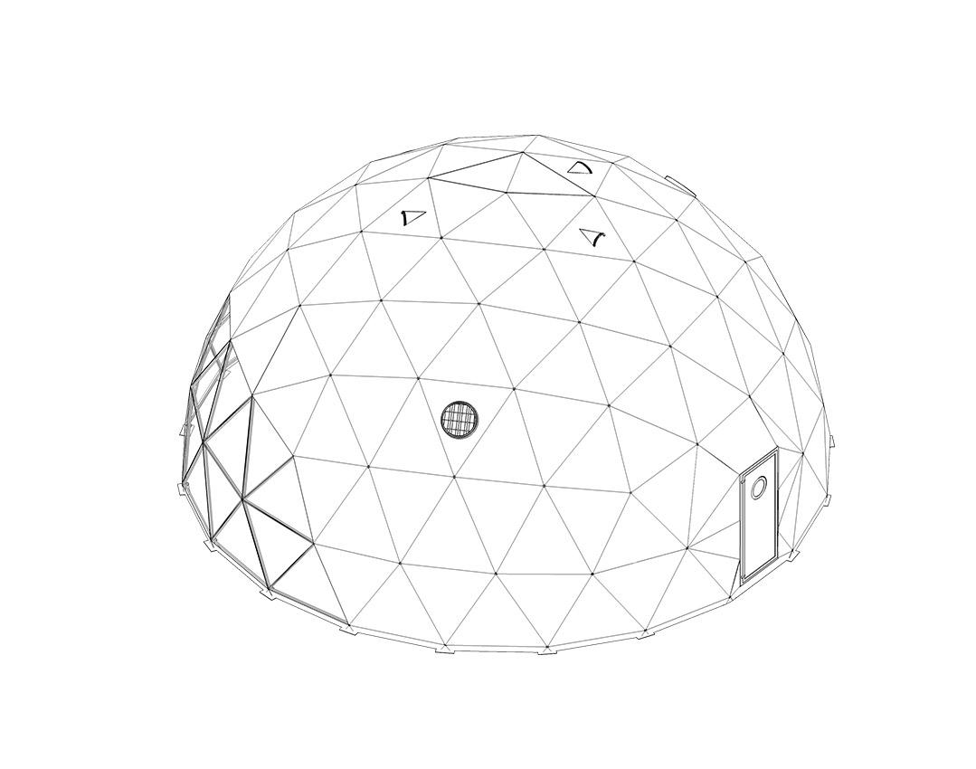 graphic of technical figure of geodesic dome by FDomes