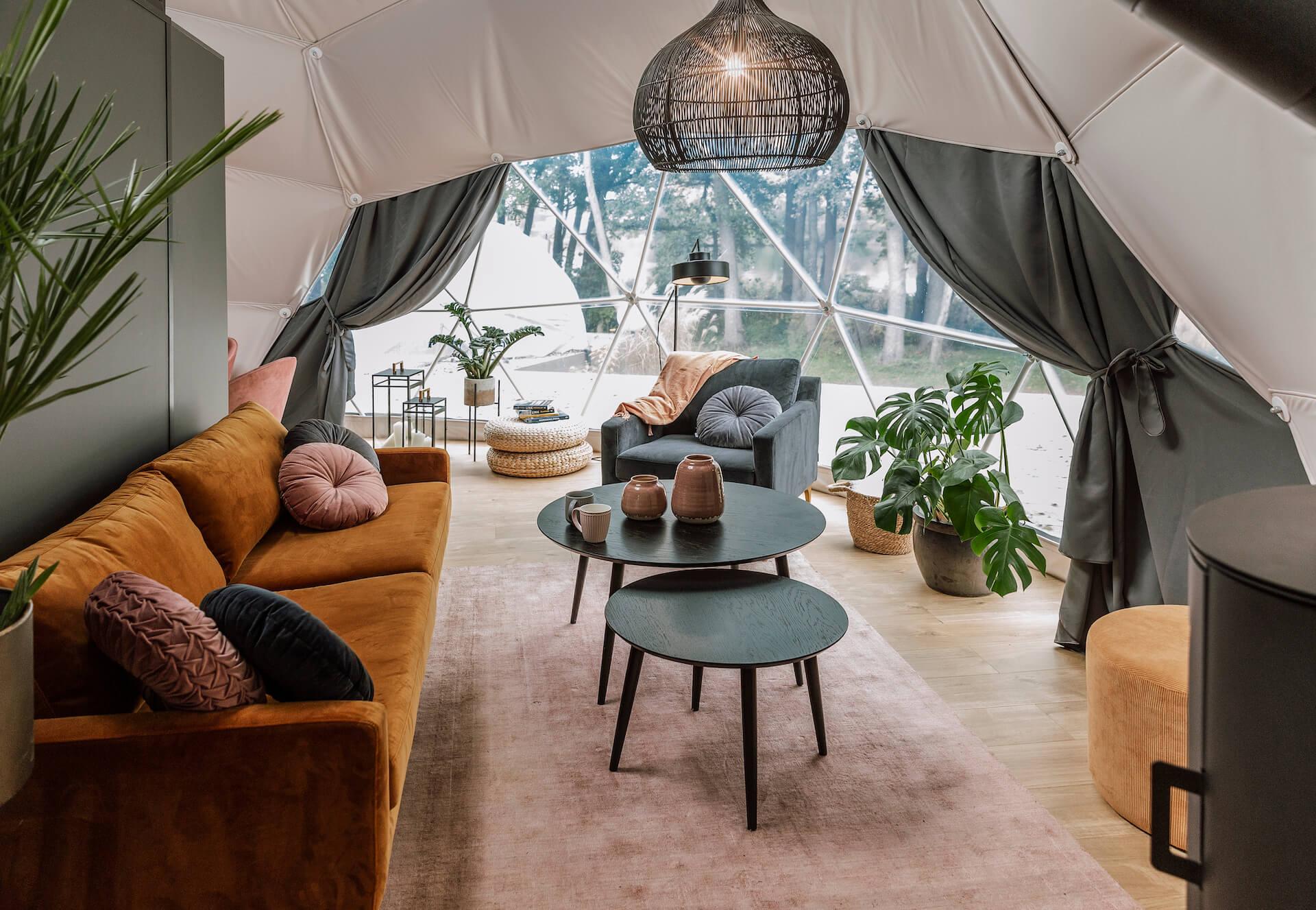 FDomes Glamping Interior arranged with Sofacompany Furniture Sets