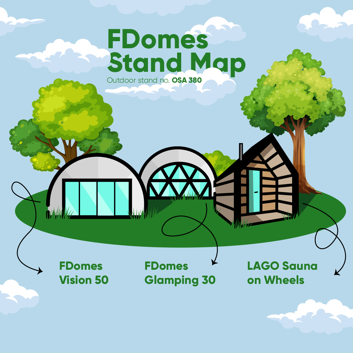 FDomes stand map for The Glamping Show UK