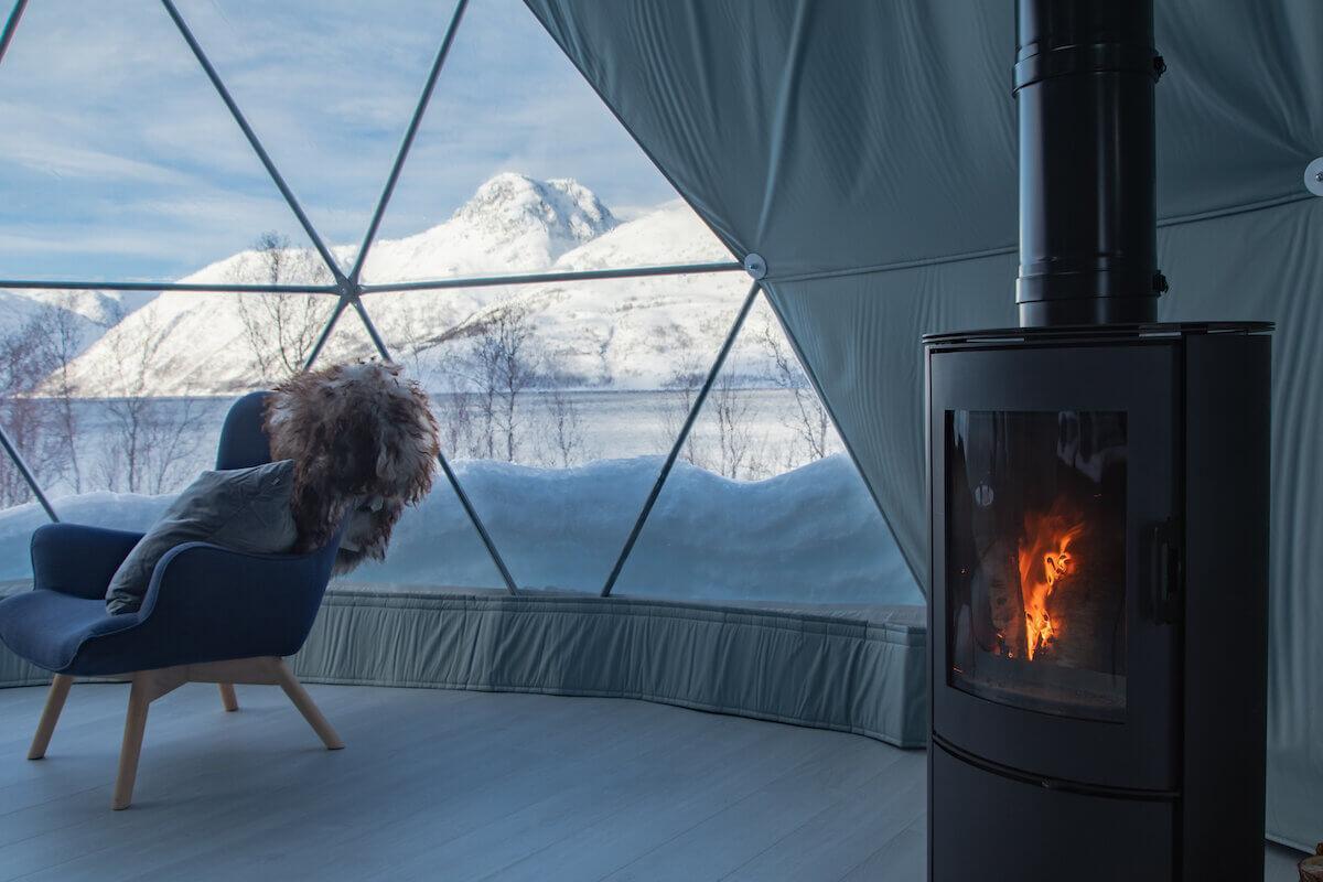 FDomes Glamping Heated Domes Wood-burning Stove