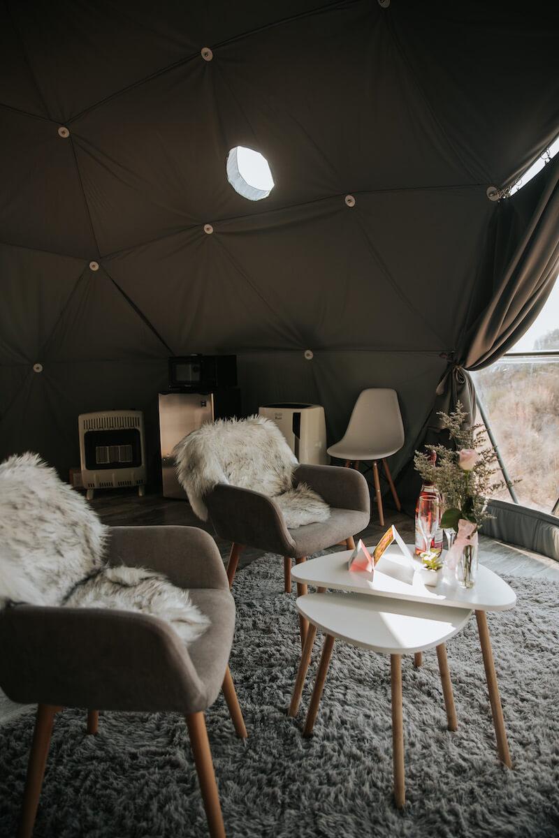 amazing calming grey interior design of the Stay At Domes powered by FDomes