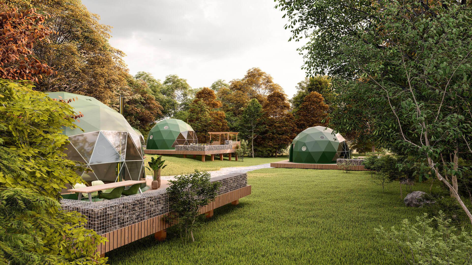 Luxury geodesic domes for hospitality accommodation